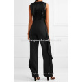 Ruffle-trimmed Satin and Crepe Jumpsuit Manufacture Wholesale Fashion Women Apparel (TA3026J)